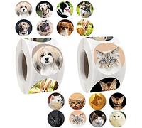 1000PCS Dog Stickers Adorable Puppy Stickers Cat Stickers Realistic Cute Kitten Roll Stickers for Party Favor Holiday Envelope Seal Stickers Classroom Reward Stickers 2Rolls