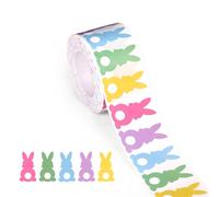 1000pcs Easter Bunny Stickers Roll, Multicolored Rabbit Stickers for Bunny Back Shaped Self Adhesive Easter Wall Decals Bunny Labels Decoration for Kids Window Room Party Supplies
