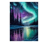 1000Pcs Eco Paper Jigsaw Puzzle, Aurora Forest River For Adult Hobby