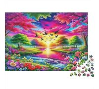 1000Pcs Eco Paper Jigsaw Puzzle, River Flower Tree For Adult Hobby