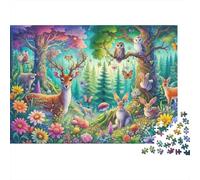 1000pcs Enchanted Forest Animals Jigsaw Paper Adult Brain Training Magical Woodland Puzzle Home Decor Gift 38x26cm/1000pcs