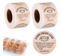 1000pcs Farm Fresh Egg Date Stickers, 2 Inch Round Unwashed Egg Carton Labels Self Adhesive Packaging Labels for Small Businesses Farmers Markets