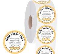 1000PCS Farm Fresh Eggs Stickers, 2 Inch Round Egg Carton Labels, Self Adhesive Unwashed Eggs Handling Label, Packaging Sticker for Chicken, Quail