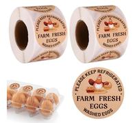 1000pcs Farm Fresh Eggs Stickers, 2in Round Washed Egg Labels Self-Adhesive Carton Packaging Stickers Chicken Quail Farm Farmers Markets Supplies