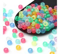 1000Pcs Friendship Bracelet Beads, 6x9mm Pony Beads for Jewelry Making, 5 Style Color Fluorescent Kandi Beads Bulk, Hair Beads for Braids with Stretch Cord and Scissors