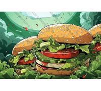 1000pcs Funny Hamburger Puzzles for Adults, Impossible Hard Difficult Challenging Jigsaw