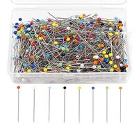 1000pcs Glass Pins, BetterJonny 38mm Glass Head Bead Pin Sewing Pins for Dressmaker Jewelry Craft Decoration With Clear Box Multicolor