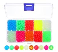1000PCS Glow in The Dark Fishing Beads 5mm, 10 Colors Luminous Plastic Round Beads for Fishing Rigs, Soft Buffer Stops for Freshwater & Saltwater, Tackle Accessories for Trout Salmon Bass Walleye Pike