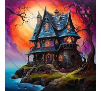 1000pcs Halloween Night Creepy with Pumpkin and Mansion Creative Fun Jigsaw Puzzle for Adults Challenging Traditional Puzzle Perfect for Family Nights Game