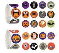1000Pcs Halloween Stickers, 2Rolls 1Inch Halloween Art Crafts Stickers Bat Skull Wizard Hat Pumpkin Stickers for Halloween Decoration