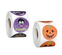 1000pcs Halloween Stickers for Kid, 1.5in Cute Happy Halloween Decal Pumpkin Face Ghost Bat Spider Roll 16 Designs Round Label Envelope Seals Game Treat Decor for Halloween Party Favors Supplies