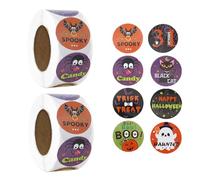 1000PCS Halloween Stickers for Kids - 2.5cm Round Halloween Pumpkin Stickers 8 Spooky Patterns DIY Craft Supplies for Party Decor, Envelope Seals & Baking Labels