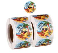 1000pcs Hello Summer Stickers Roll, 1.5in Cute Duck Have a Great Happy Summer Beach Decals for Adults Envelope Seal Letter Invitation Decoration