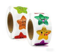 1000pcs Holographic Sparkly Star Stickers Roll - Self-Adhesive Reward Stickers & Well Done Stickers - Premium Shiny Star Stickers for Reward Chart, Crafts, Activities