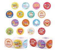 1000pcs Jesus Loves You Stickers, 16 Colors Christian Religious Sticker Rolls Jesus God Loves You Religious Themed Decal for Kids Envelope Paper Card Journaling Gifts (Bible Style)