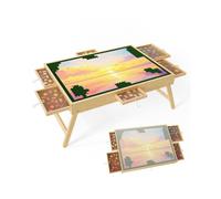 (1000PCS) Jigsaw Puzzle Board Folding Tilting Puzzle Table Wooden Jigsaw Board Non-Slip Mat Surface for 1500pcs 4 Sliding Drawers