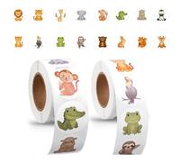 1000pcs Jungle Animal Stickers, 1.5in Cute Wild Zoo Animal Reward Stickers Roll with 16 Style Safari Farm Decal Classroom Incentive Supplies for DIY Crafts Envelopes Water Bottles
