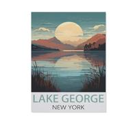 1000Pcs，Lake George New York Vintage Travel Posters，Jigsaw Adult Decompression Game Puzzle Students Toy For Children Christmas Birthday Gifts（50x70cm）-J30