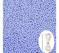 1000Pcs Light Purple Acrylic Round Beads, Smooth Plastic Spacer Beads Set with Beading Needle and 13Ft Elastic String Cord for Jewelry Making Bracelets Necklace Earring DIY Crafting Supplies - 6mm