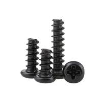 1000pcs/lot Cross Recessed Pan Head Self-tapping Screw M1 M1.2 M1.4 M1.7 M2 M2.3 M2.6 M3 Black Carbon Steel Screw(6mm)