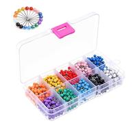 1000PCS Map Pins, Map Push Pins with Coloured Heads, Pins for Pinboard, Round Head Tacks with Steel Points, Round Head Map Tacks for World Map, Cork Board, Fabric Marking, Dressmaking