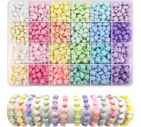 1000Pcs Matte Acrylic Star Beads Hart Beads for Jewelry Making, Macaron Colors Frosted Pastel Bead Colorful Assorted Cute Aesthetic Kawaii Bead for Bracelet DIY Craft Earring Phone Charm