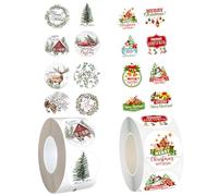 1000PCS Merry Christmas Stickers, Christmas Stickers, Round Self-Adhesive Holiday Labels for Envelope Sealing & Party Decoration, Festive Christmas Card Making Supplies(2 Rolls)