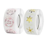 1000pcs Merry Christmas Stickers for Crafts Christmas Snowflakes Stickers, Round Circle Cute Snowflakes Label Stickers for Gift Card Seal Envelope Cookie Candy Bag Decorations