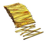 1000PCS Metallic Twist Ties Gold Twist Ties For Treat Bags Reusable Plastic Bread Twist Ties Bread Twisty-Ties For Candy Coffee Goodie Bags Snacks Halloween Party Cake Present Supplies(Gold,3.9inch)