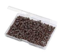 1000Pcs MicroLink Beads for Hair Extensions, Micro Link Rings 5mm Silicone Lined Beads for I Tip Hair Extension Tool (Dark Brown)