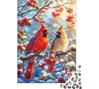 1000pcs Mini Puzzle For Adults Birds Branch Berries Challenging | 52x38cm Cardboard Living Room Decor Durable Structure Friend Gift Brain Training