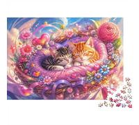 1000pcs Mini Puzzle For Adults Cats Flowers Hearts Challenging | 70x50cm Cardboard Living Room Decor Durable Structure Friend Gift Mind Relaxation