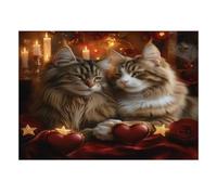 1000pcs Mini Puzzle For Adults Cats Hearts Candles Challenging | 52x38cm Cardboard Living Room Decor Durable Structure Friend Gift Mind Relaxation