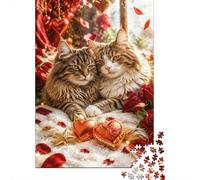 1000pcs Mini Puzzle For Adults Cats Roses Hearts Challenging | 52x38cm Cardboard Living Room Decor Durable Structure Friend Gift Stress Relief