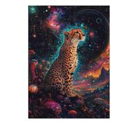 1000pcs Mini Puzzle For Adults Cheetah Space Mushroom Relaxing | 52x38cm Cardboard Home Decor Durable Structure Birthday Gift Mind Relaxation