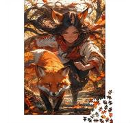 1000pcs Mini Puzzle For Adults Fox Girl Forest Challenging | 38x26cm Cardboard Living Room Decor Durable Structure Friend Gift Brain Training