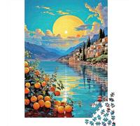 1000pcs Mini Puzzle For Adults Lake Orange Sun Challenging