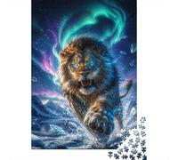 1000pcs Mini Puzzle For Adults Lion Aurora Ice | 70x50cm Cardboard Living Room Decor Durable Structure Friend Gift Brain Training