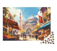 1000pcs Mini Puzzle for Adults Market Mosque | 52x38cm Cardboard Home Decor Durable Structure Birthday Gift Stress Relief