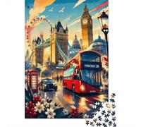 1000pcs Mini Puzzle for Family Bus Bridge Flower Challenging