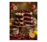 1000pcs Mini Puzzle for Family Cake Cherry Lemon Present | 38x26cm Cardboard Home Decor Durable Structure Friend Gift Stress Relief