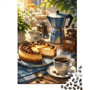 1000pcs Mini Puzzle for Family Cake Coffee Flower Present | 38x26cm Cardboard Living Room Decor Durable Structure Friend Gift Mind Relaxation
