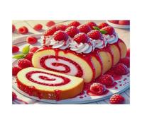 1000pcs Mini Puzzle for Family Cake Cream Raspberry Present | 52x38cm Cardboard Living Room Decor Durable Structure Friend Gift Mind Relaxation