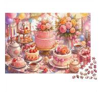1000pcs Mini Puzzle for Family Cake Flower Tea Present | 70x50cm Cardboard Home Decor Smooth Surface Friend Gift Stress Relief