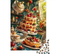 1000pcs Mini Puzzle For Family Cake Tea Berry Present | 38x26cm Cardboard Living Room Decor Durable Structure Friend Gift Mind Relaxation