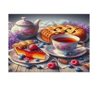 1000pcs Mini Puzzle for Family Cake Tea Fruit Challenging | 38x26cm Cardboard Living Room Decor Durable Structure Friend Gift Stress Relief