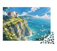 1000pcs Mini Puzzle For Family Cliff Sea House Challenging | 70x50cm Cardboard Living Room Decor Durable Structure Friend Gift Brain Training
