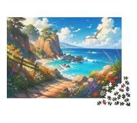 1000pcs Mini Puzzle for Family Coast Path Flowers | 70x50cm Cardboard Home Decor Durable Structure Gathering Gift Stress Relief