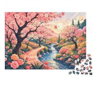 1000pcs Mini Puzzle for Family Flower River Bridge Challenging | 38x26cm Cardboard Living Room Decor Durable Structure Birthday Gift Mind Relaxation