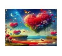1000pcs Mini Puzzle For Family Flowers Hearts Butterflies Challenging | 52x38cm Cardboard Living Room Decor Durable Structure Gathering Gift Mind Relaxation